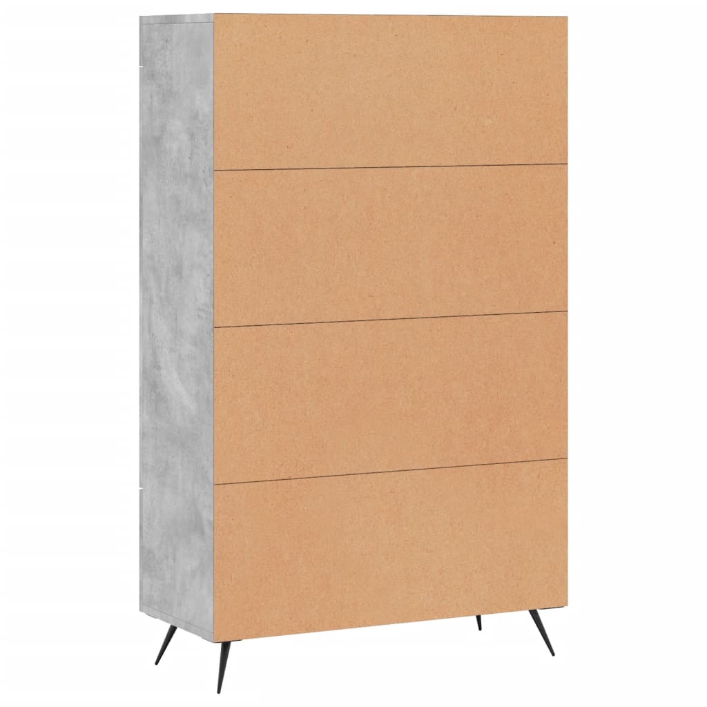 Hoge kast 69,5x31x115 cm bewerkt hout betongrijs is nu te koop bij PeponiXL, paradijselijk wonen!