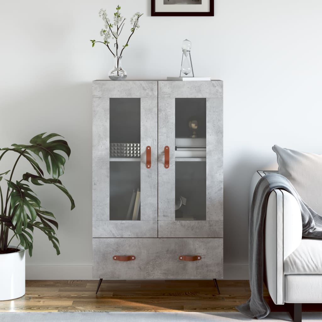 Hoge kast 69,5x31x115 cm bewerkt hout betongrijs is nu te koop bij PeponiXL, paradijselijk wonen!