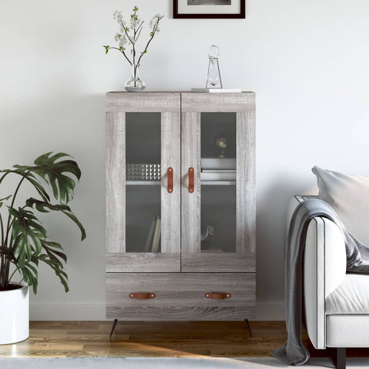 Hoge kast 69,5x31x115 cm bewerkt hout grijs sonoma eikenkleurig is nu te koop bij PeponiXL, paradijselijk wonen!