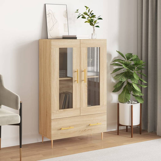 Hoge kast 69,5x31x115 cm bewerkt hout sonoma eikenkleurig is nu te koop bij PeponiXL, paradijselijk wonen!