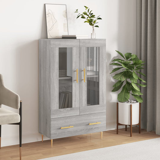 Hoge kast 69,5x31x115 cm bewerkt hout grijs sonoma eikenkleurig is nu te koop bij PeponiXL, paradijselijk wonen!