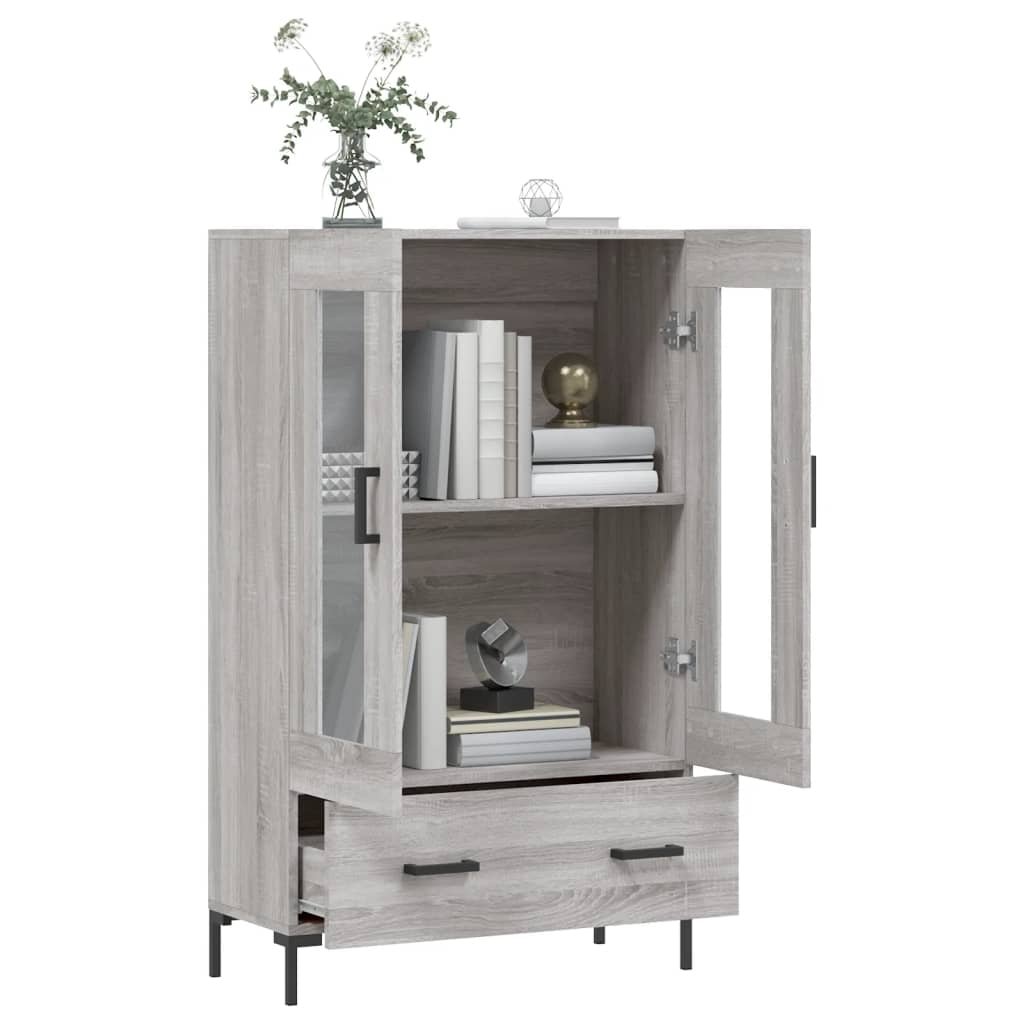 Hoge kast 69,5x31x115 cm bewerkt hout grijs sonoma eikenkleurig is nu te koop bij PeponiXL, paradijselijk wonen!