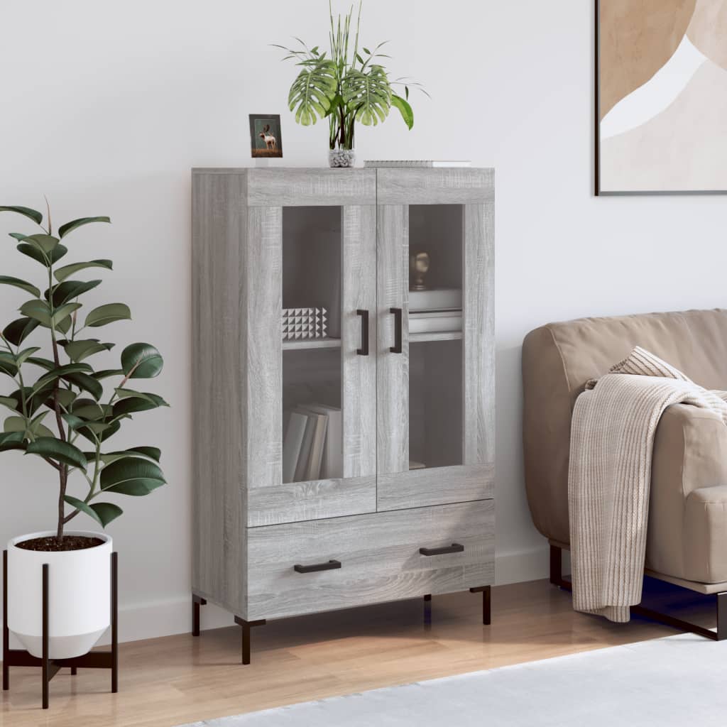 Hoge kast 69,5x31x115 cm bewerkt hout grijs sonoma eikenkleurig is nu te koop bij PeponiXL, paradijselijk wonen!