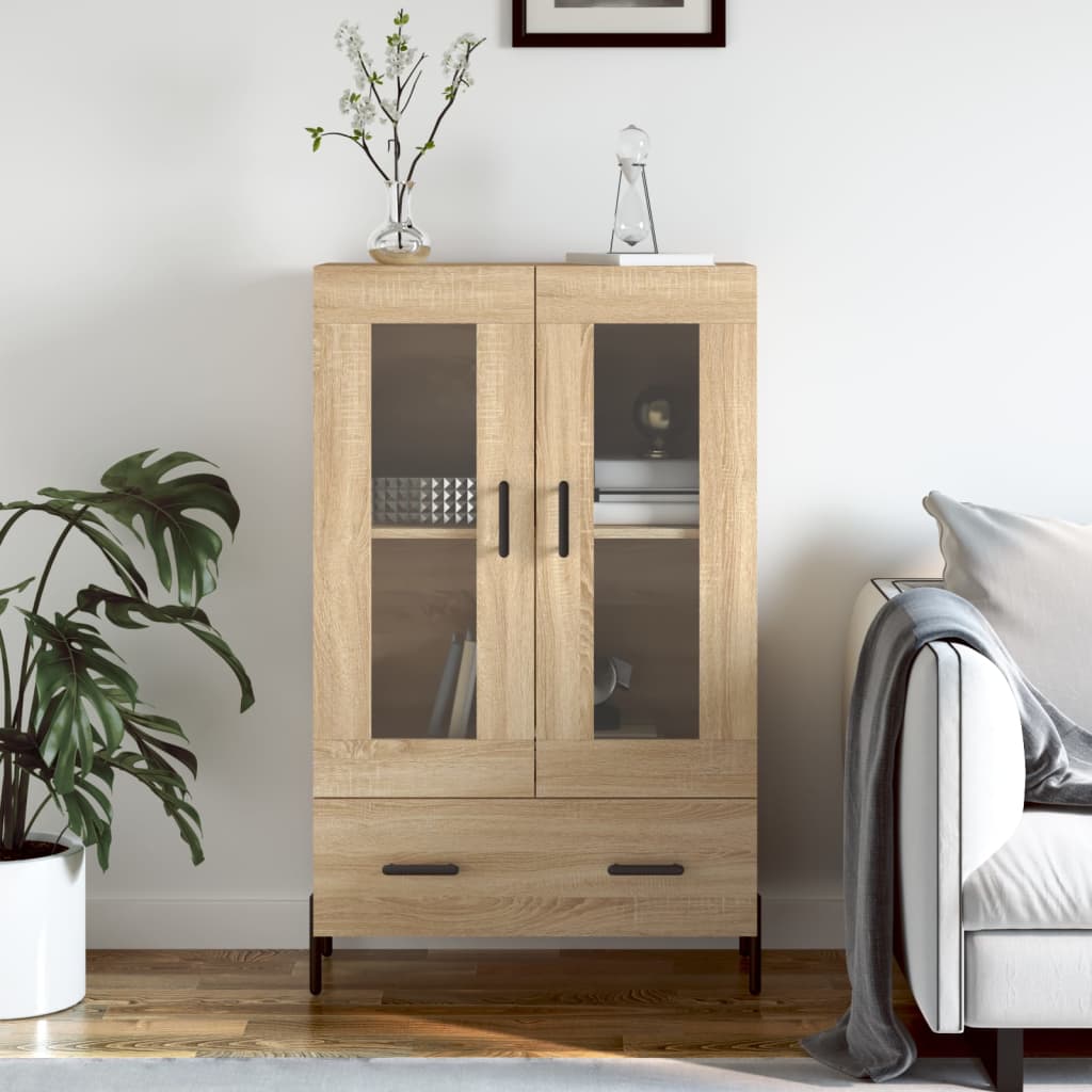 Hoge kast 69,5x31x115 cm bewerkt hout sonoma eikenkleurig is nu te koop bij PeponiXL, paradijselijk wonen!