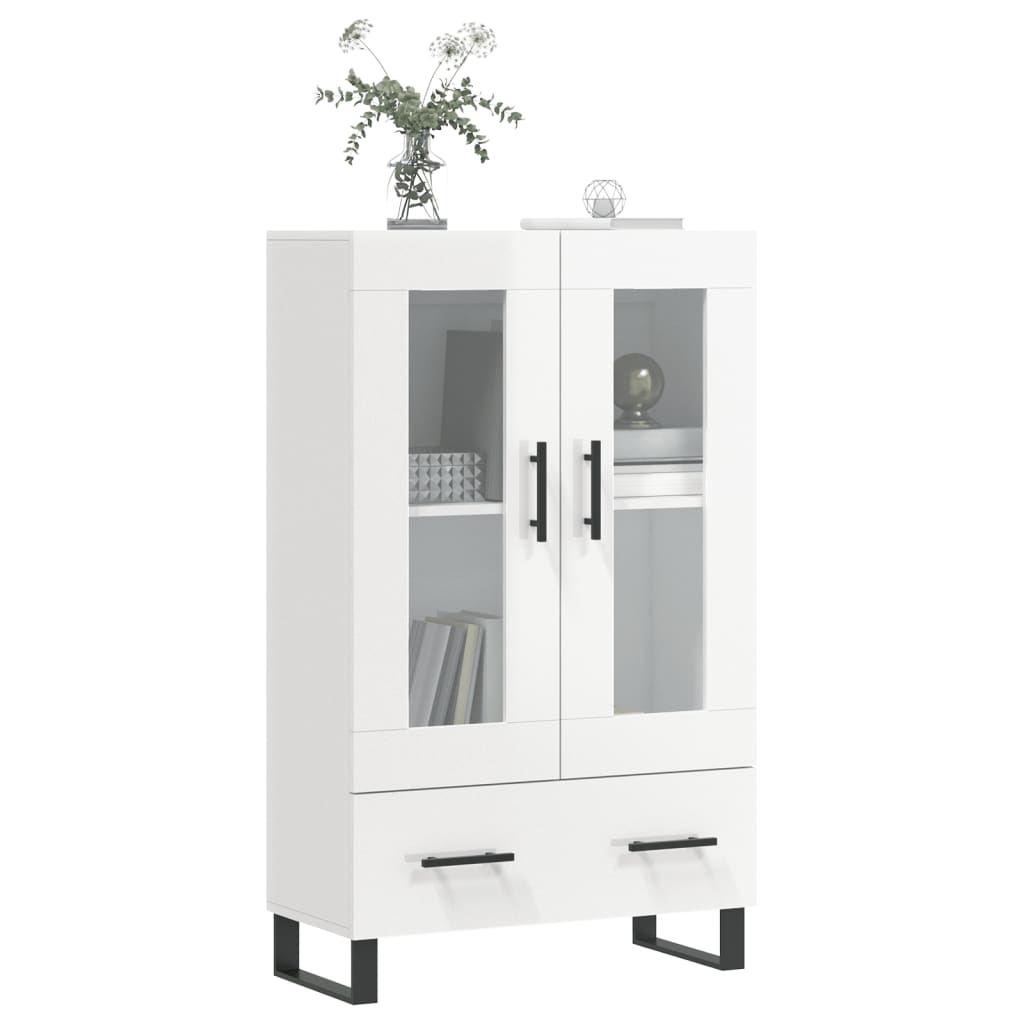 Hoge kast 69,5x31x115 cm bewerkt hout hoogglans wit is nu te koop bij PeponiXL, paradijselijk wonen!