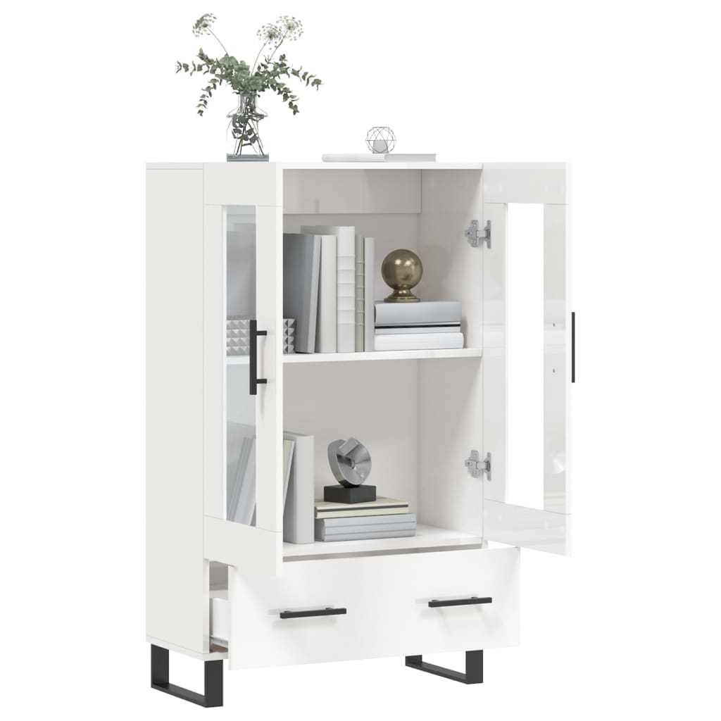 Hoge kast 69,5x31x115 cm bewerkt hout hoogglans wit is nu te koop bij PeponiXL, paradijselijk wonen!