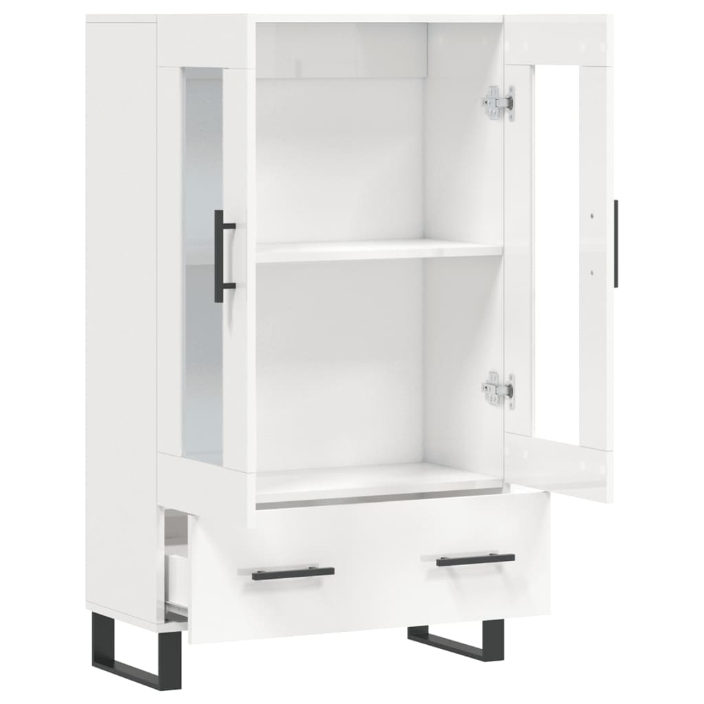 Hoge kast 69,5x31x115 cm bewerkt hout hoogglans wit is nu te koop bij PeponiXL, paradijselijk wonen!