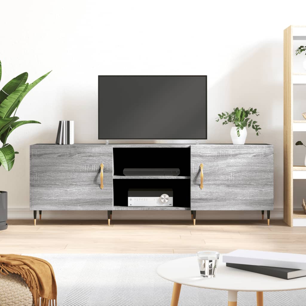 Tv-meubel 150x30x50 cm bewerkt hout grijs sonoma eikenkleurig is nu te koop bij PeponiXL, paradijselijk wonen!