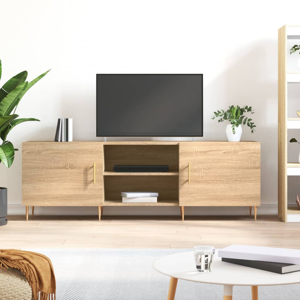 Tv-meubel 150x30x50 cm bewerkt hout sonoma eikenkleurig is nu te koop bij PeponiXL, paradijselijk wonen!