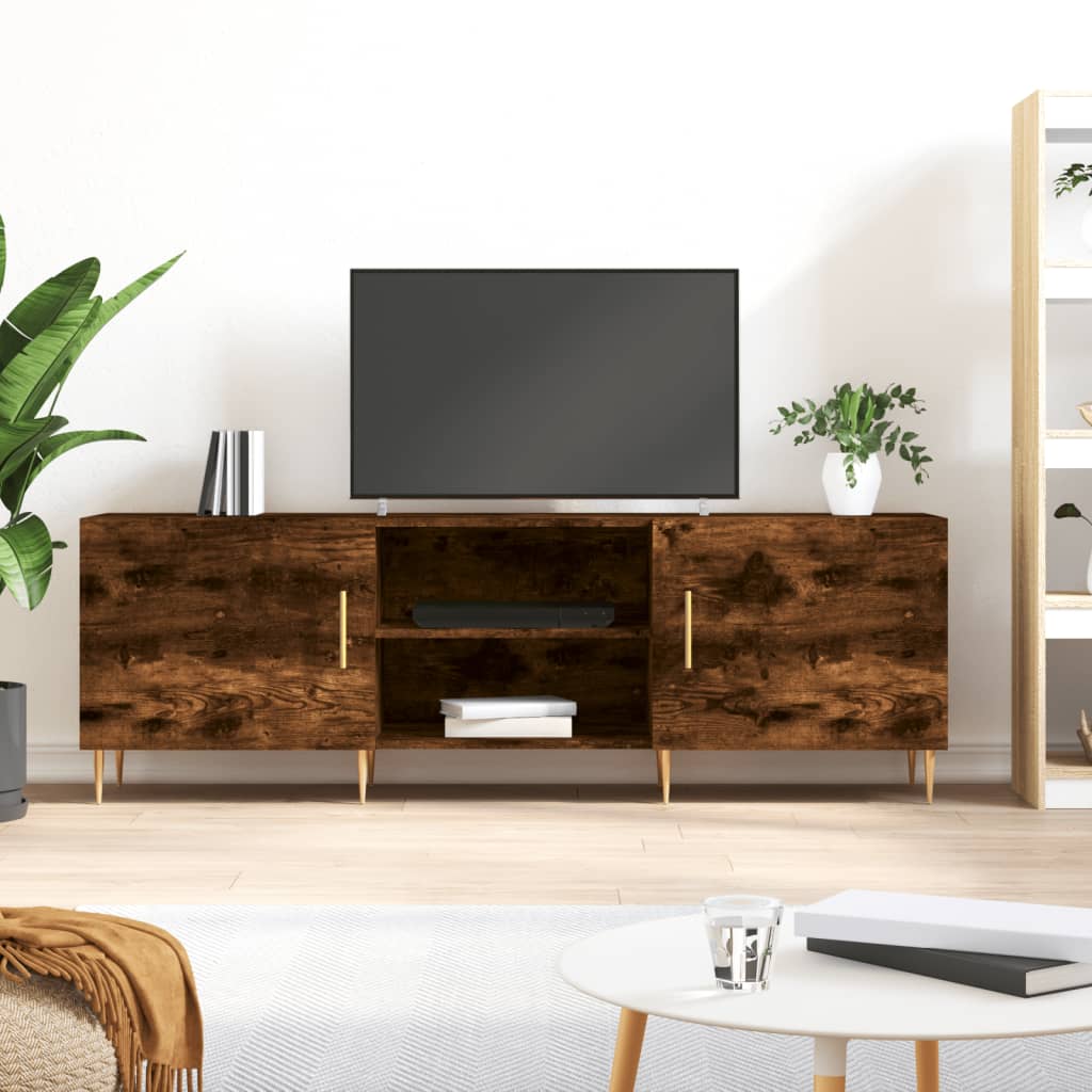 Tv-meubel 150x30x50 cm bewerkt hout gerookt eikenkleurig is nu te koop bij PeponiXL, paradijselijk wonen!