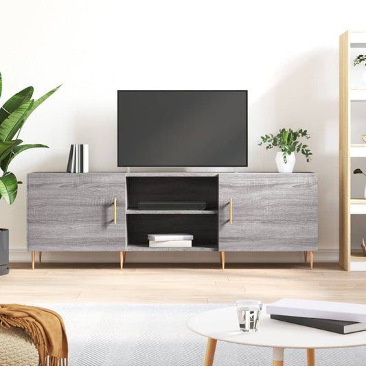 Tv-meubel 150x30x50 cm bewerkt hout grijs sonoma eikenkleurig is nu te koop bij PeponiXL, paradijselijk wonen!