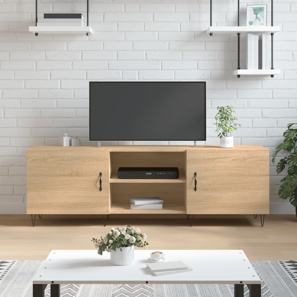 Tv-meubel 150x30x50 cm bewerkt hout sonoma eikenkleurig is nu te koop bij PeponiXL, paradijselijk wonen!