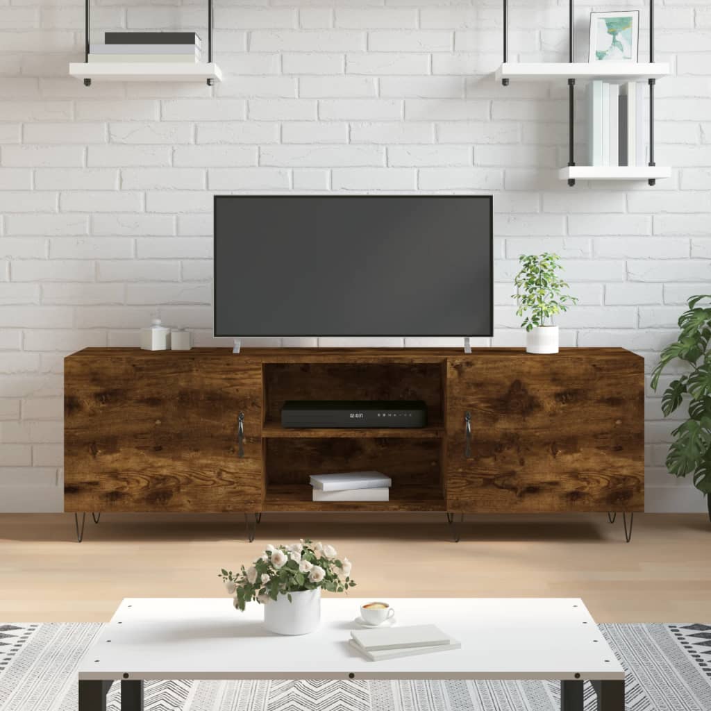 Tv-meubel 150x30x50 cm bewerkt hout gerookt eikenkleurig is nu te koop bij PeponiXL, paradijselijk wonen!