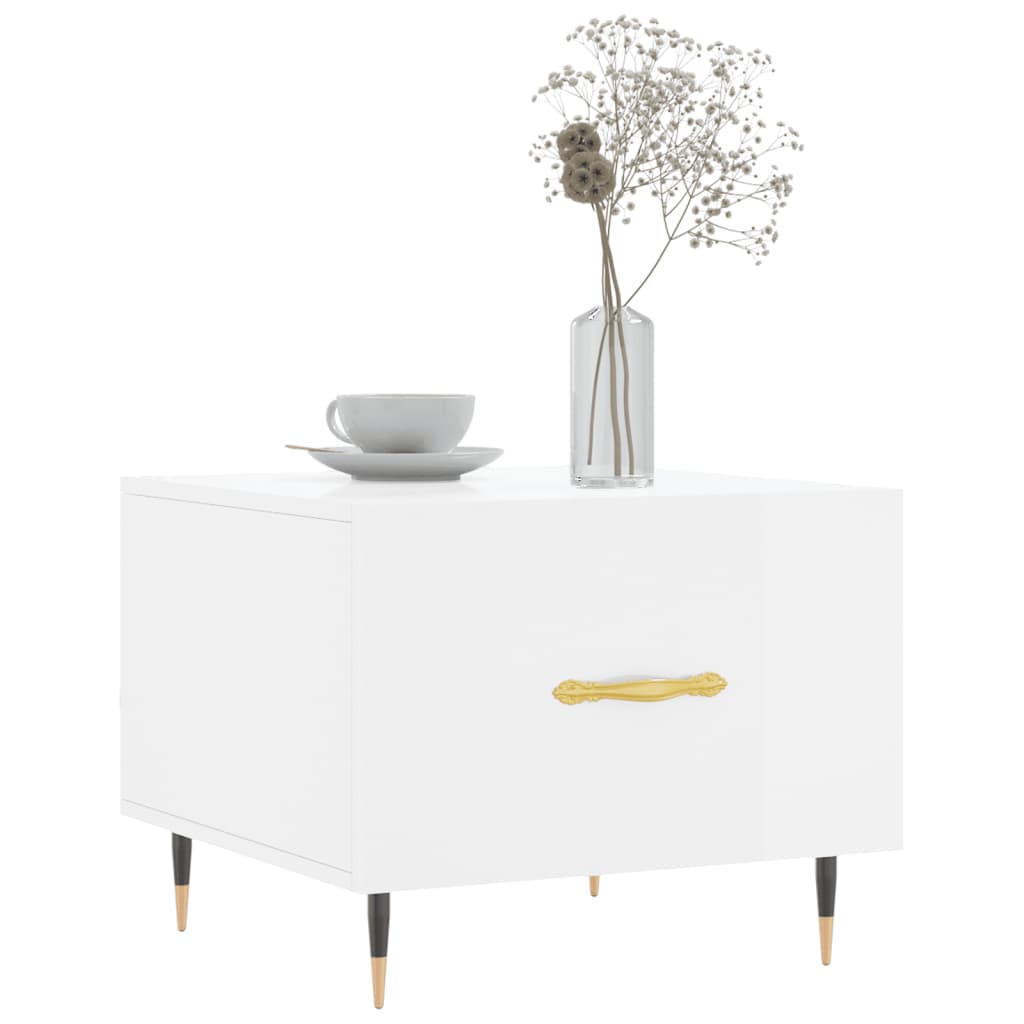 Salontafel 50x50x40 cm bewerkt hout hoogglans wit is nu te koop bij PeponiXL, paradijselijk wonen!