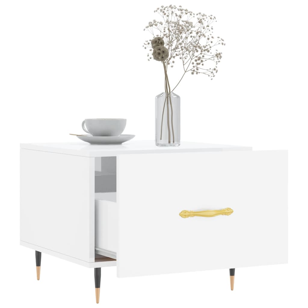 Salontafel 50x50x40 cm bewerkt hout hoogglans wit is nu te koop bij PeponiXL, paradijselijk wonen!