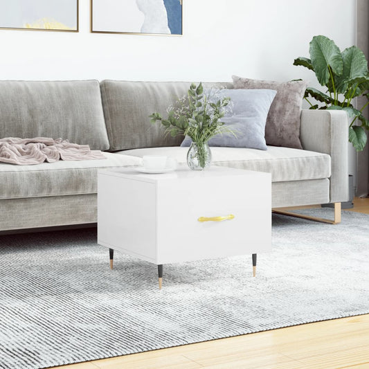 Salontafel 50x50x40 cm bewerkt hout hoogglans wit is nu te koop bij PeponiXL, paradijselijk wonen!