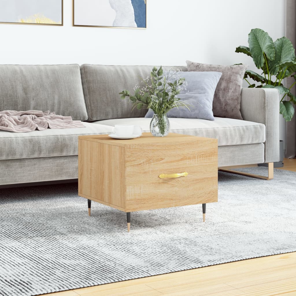 Salontafel 50x50x35 cm bewerkt hout sonoma eikenkleurig is nu te koop bij PeponiXL, paradijselijk wonen!