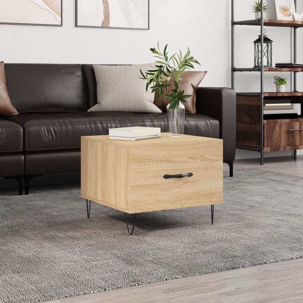 Salontafel 50x50x35 cm bewerkt hout sonoma eikenkleurig is nu te koop bij PeponiXL, paradijselijk wonen!