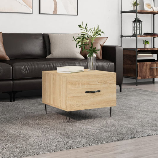 Salontafel 50x50x35 cm bewerkt hout sonoma eikenkleurig is nu te koop bij PeponiXL, paradijselijk wonen!