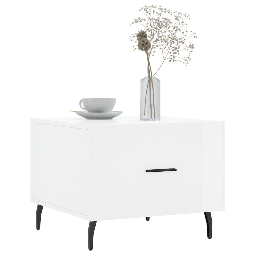 Salontafel 50x50x40 cm bewerkt hout hoogglans wit is nu te koop bij PeponiXL, paradijselijk wonen!