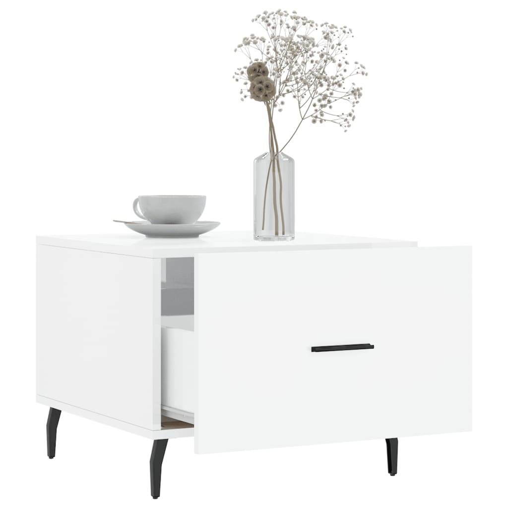 Salontafel 50x50x40 cm bewerkt hout hoogglans wit is nu te koop bij PeponiXL, paradijselijk wonen!