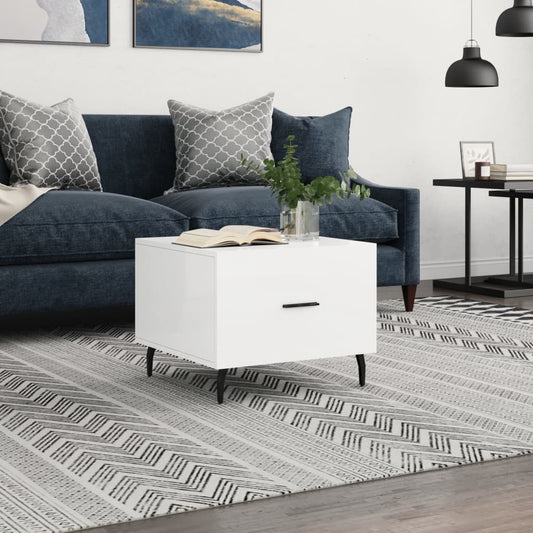 Salontafel 50x50x40 cm bewerkt hout hoogglans wit is nu te koop bij PeponiXL, paradijselijk wonen!