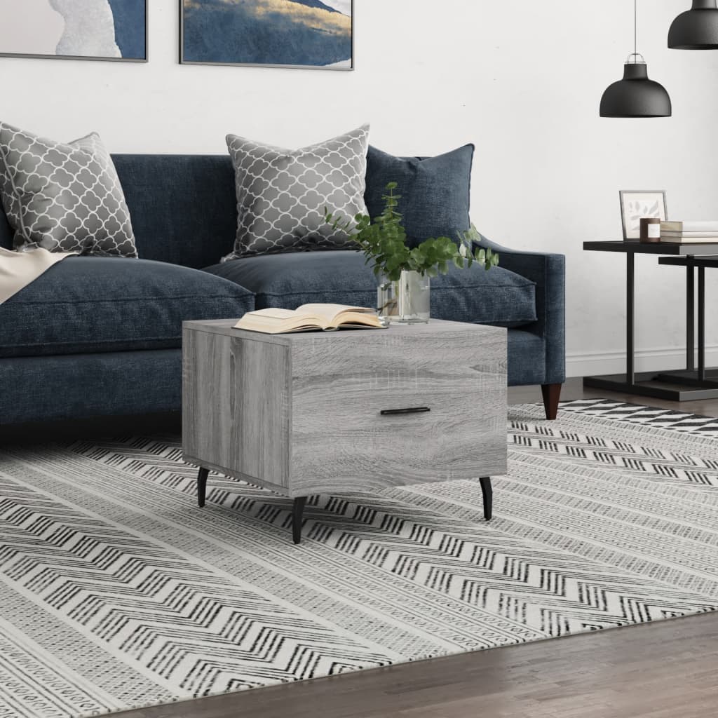 Salontafel 50x50x40 cm bewerkt hout grijs sonoma eiken is nu te koop bij PeponiXL, paradijselijk wonen!