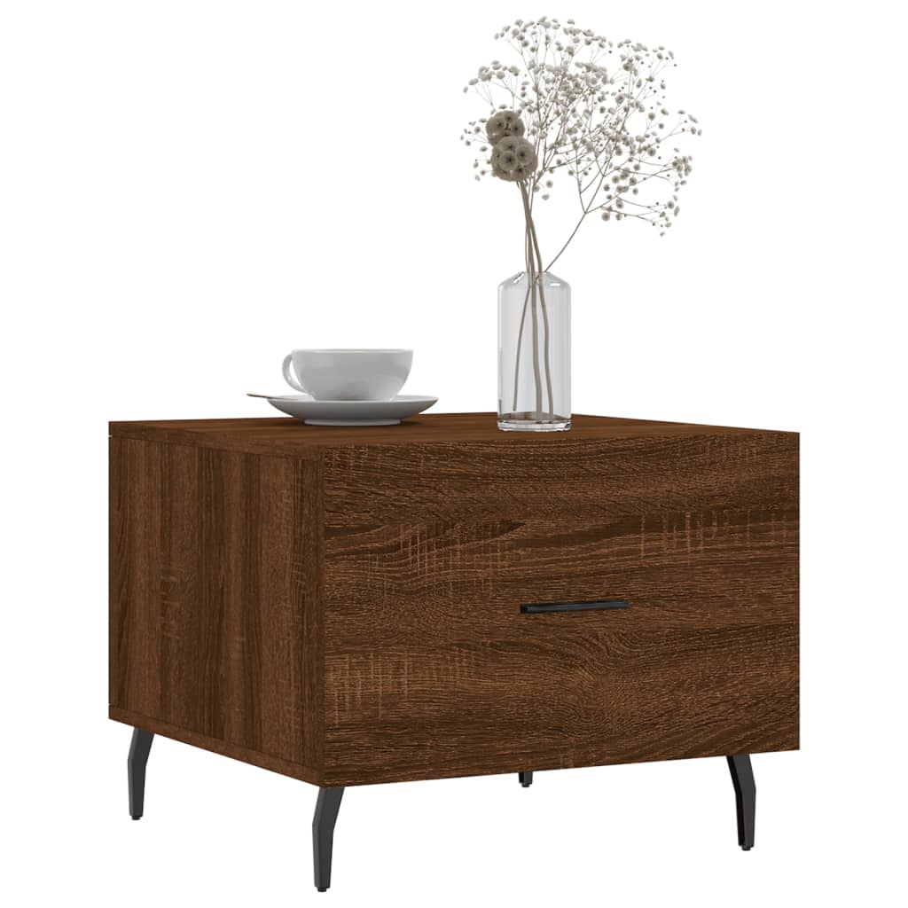 Salontafel 50x50x40 cm bewerkt hout bruin eikenkleur is nu te koop bij PeponiXL, paradijselijk wonen!