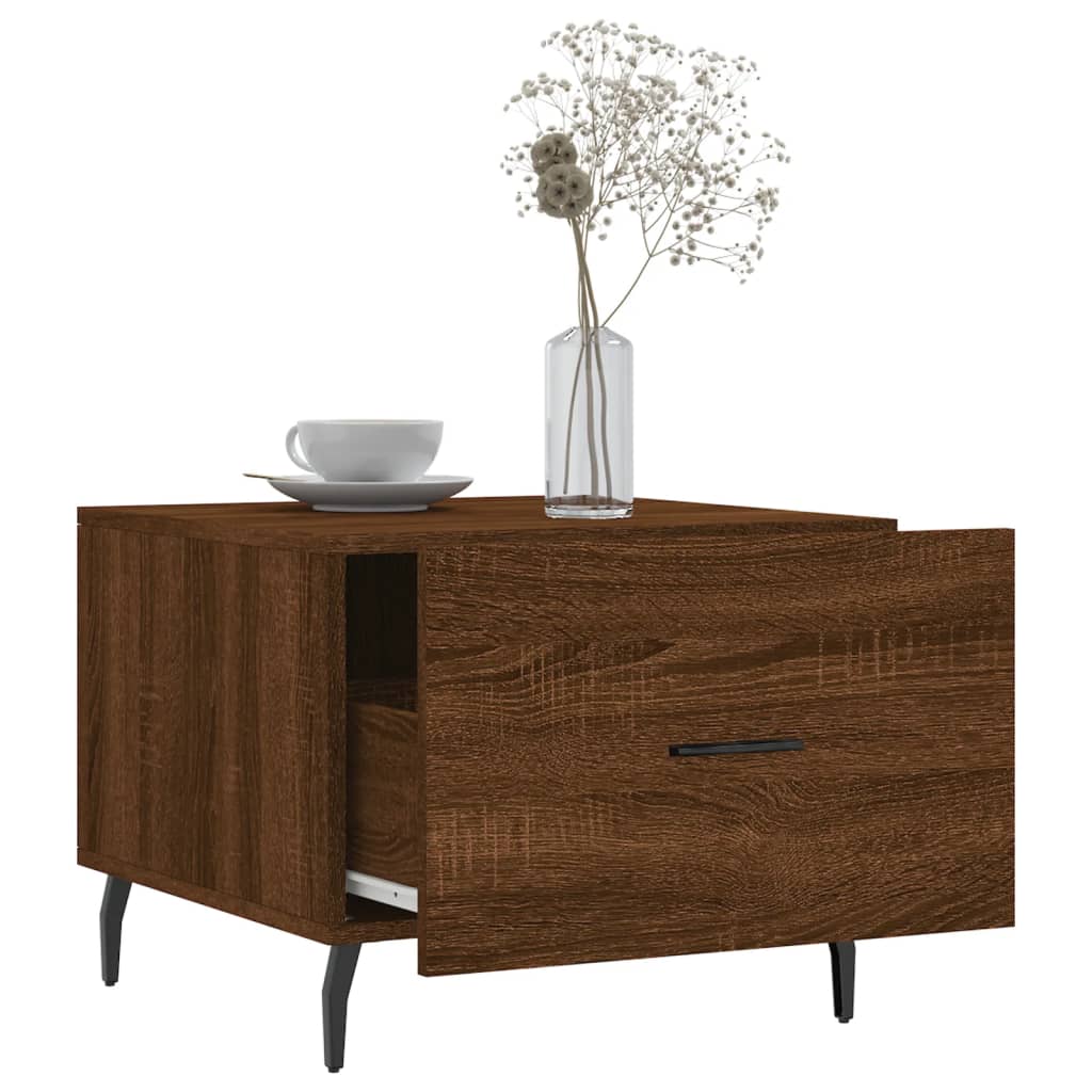 Salontafel 50x50x40 cm bewerkt hout bruin eikenkleur is nu te koop bij PeponiXL, paradijselijk wonen!