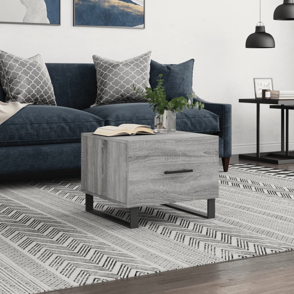Salontafel 50x50x40 cm bewerkt hout grijs sonoma eiken is nu te koop bij PeponiXL, paradijselijk wonen!