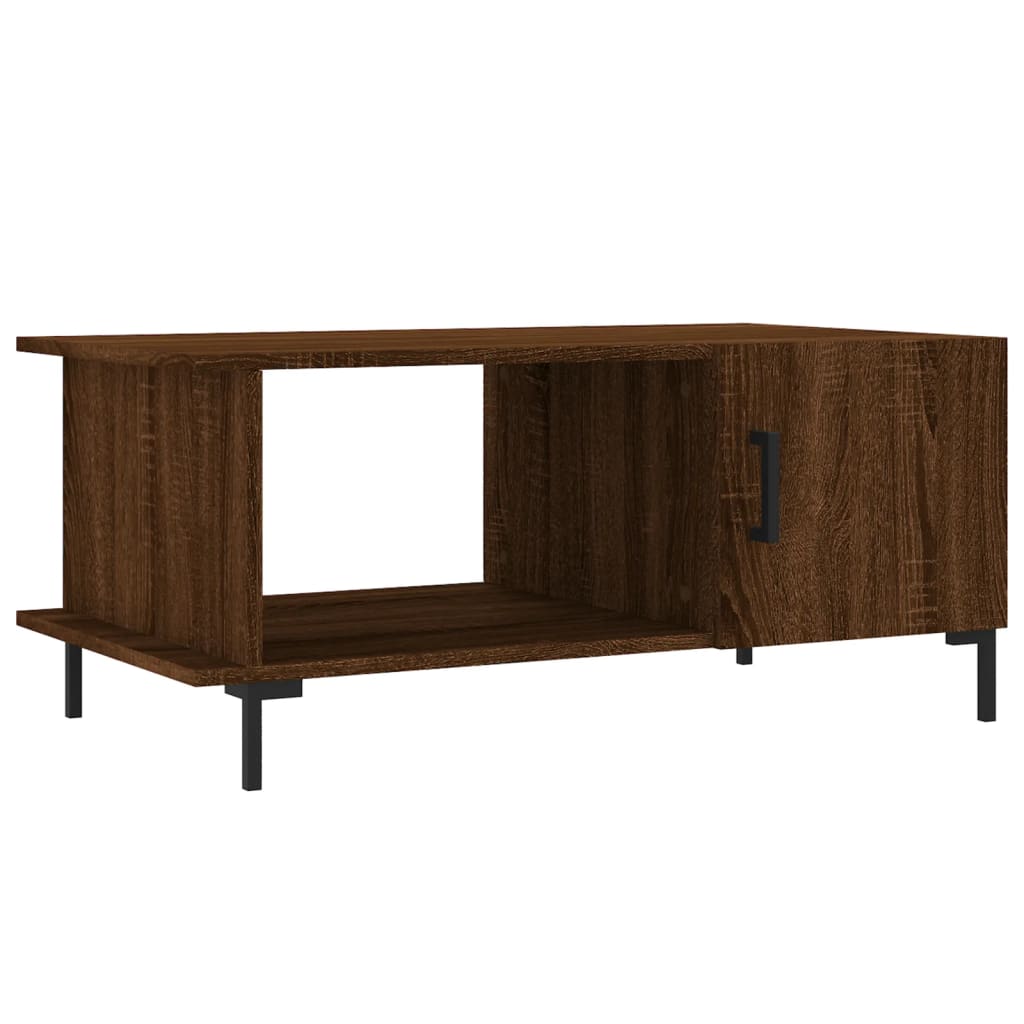 Salontafel 90x50x40 cm bewerkt hout bruin eikenkleur is nu te koop bij PeponiXL, paradijselijk wonen!