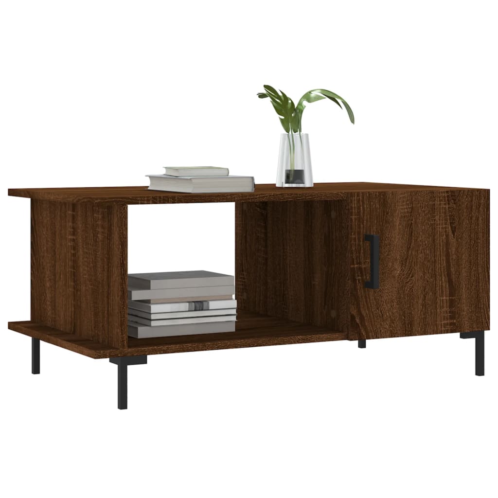 Salontafel 90x50x40 cm bewerkt hout bruin eikenkleur is nu te koop bij PeponiXL, paradijselijk wonen!