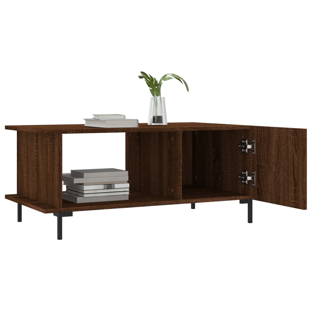 Salontafel 90x50x40 cm bewerkt hout bruin eikenkleur is nu te koop bij PeponiXL, paradijselijk wonen!