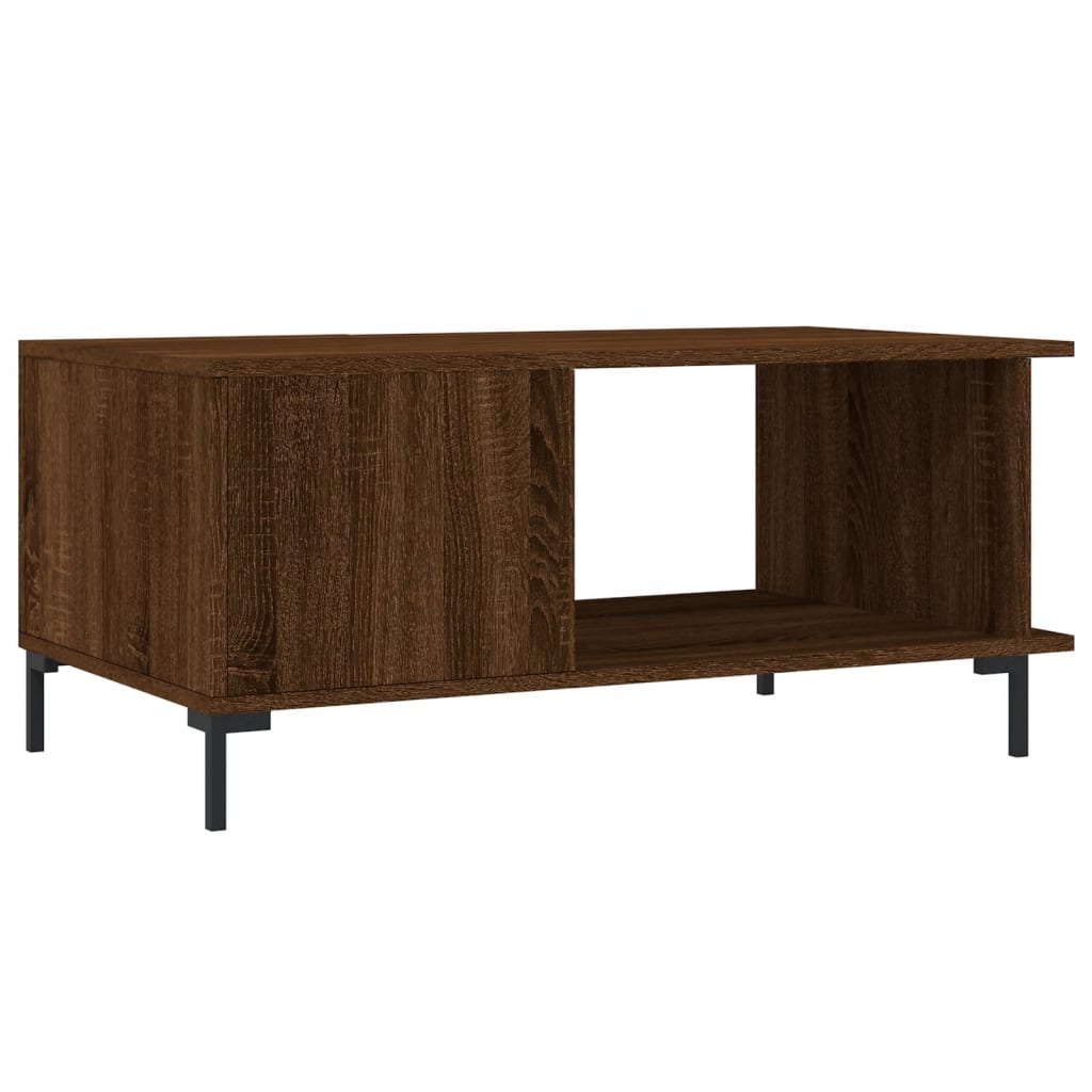 Salontafel 90x50x40 cm bewerkt hout bruin eikenkleur is nu te koop bij PeponiXL, paradijselijk wonen!