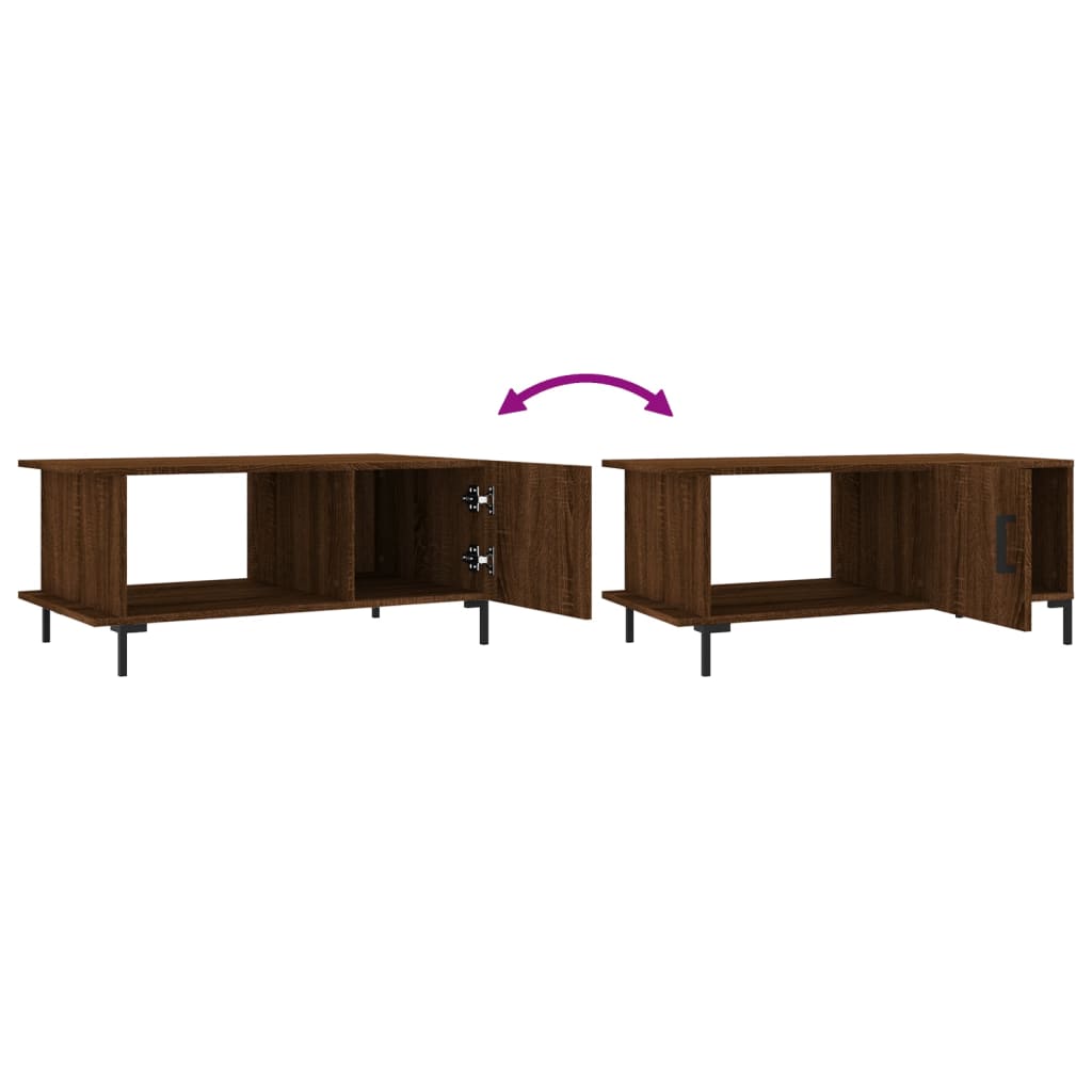 Salontafel 90x50x40 cm bewerkt hout bruin eikenkleur is nu te koop bij PeponiXL, paradijselijk wonen!