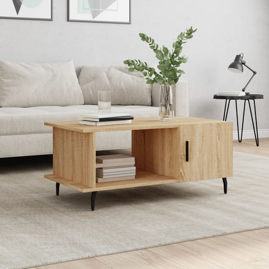 Salontafel 90x50x40 cm bewerkt hout sonoma eikenkleurig is nu te koop bij PeponiXL, paradijselijk wonen!