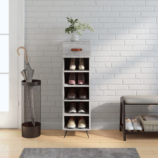 Schoenenkast 30x35x105 cm bewerkt hout grijs sonoma eikenkleur is nu te koop bij PeponiXL, paradijselijk wonen!