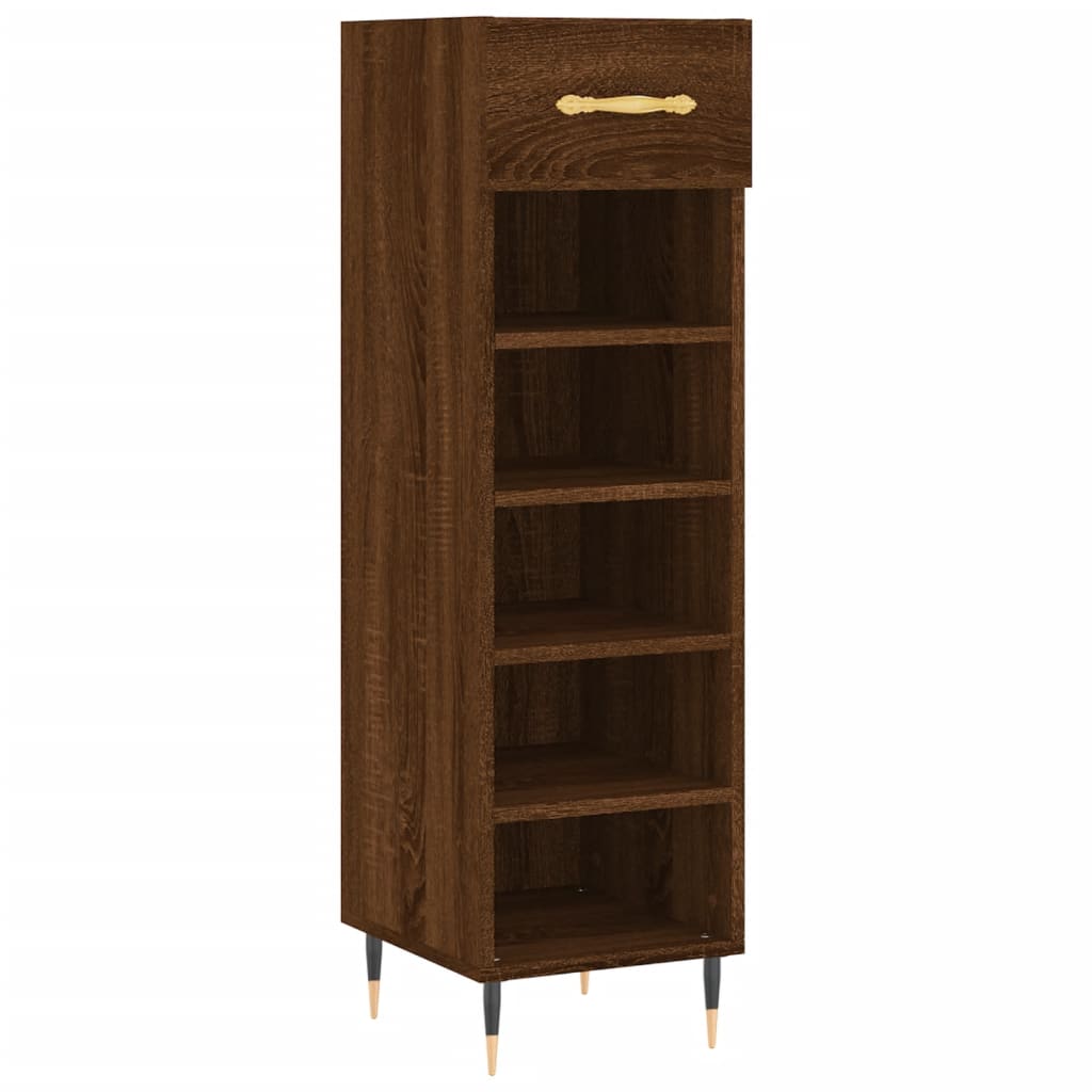 Schoenenkast 30x35x105 cm bewerkt hout bruin eikenkleur is nu te koop bij PeponiXL, paradijselijk wonen!