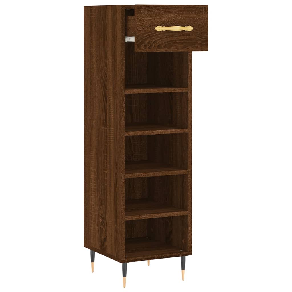 Schoenenkast 30x35x105 cm bewerkt hout bruin eikenkleur is nu te koop bij PeponiXL, paradijselijk wonen!