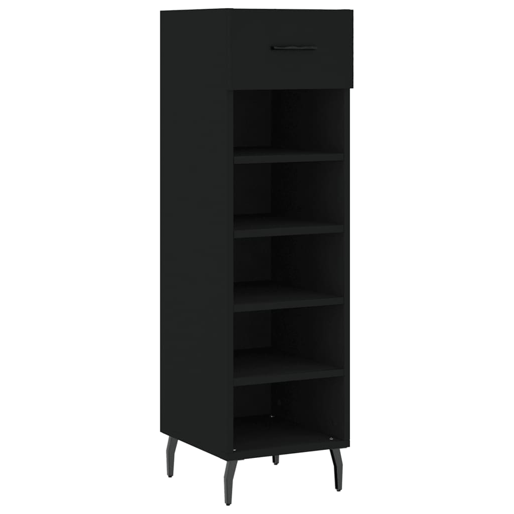 Schoenenkast 30x35x105 cm bewerkt hout zwart is nu te koop bij PeponiXL, paradijselijk wonen!
