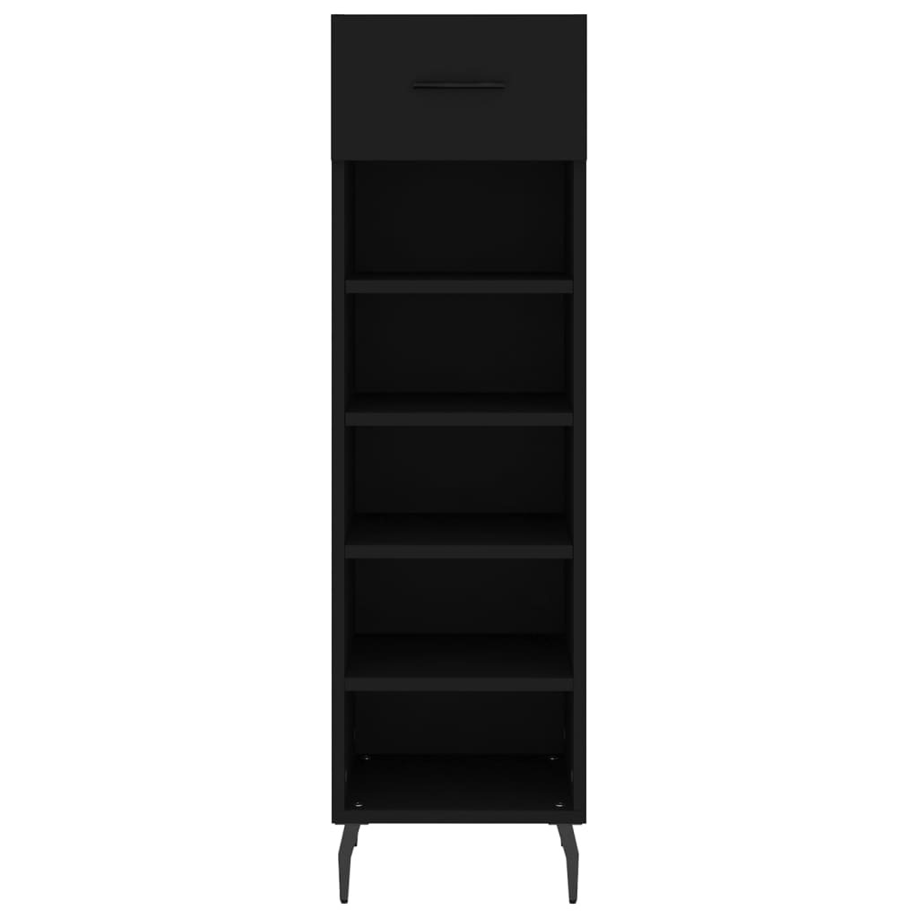 Schoenenkast 30x35x105 cm bewerkt hout zwart is nu te koop bij PeponiXL, paradijselijk wonen!