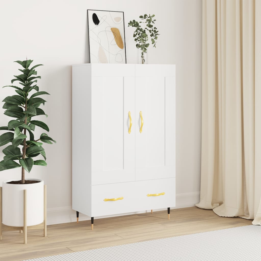 Hoge kast 69,5x31x115 cm bewerkt hout wit is nu te koop bij PeponiXL, paradijselijk wonen!