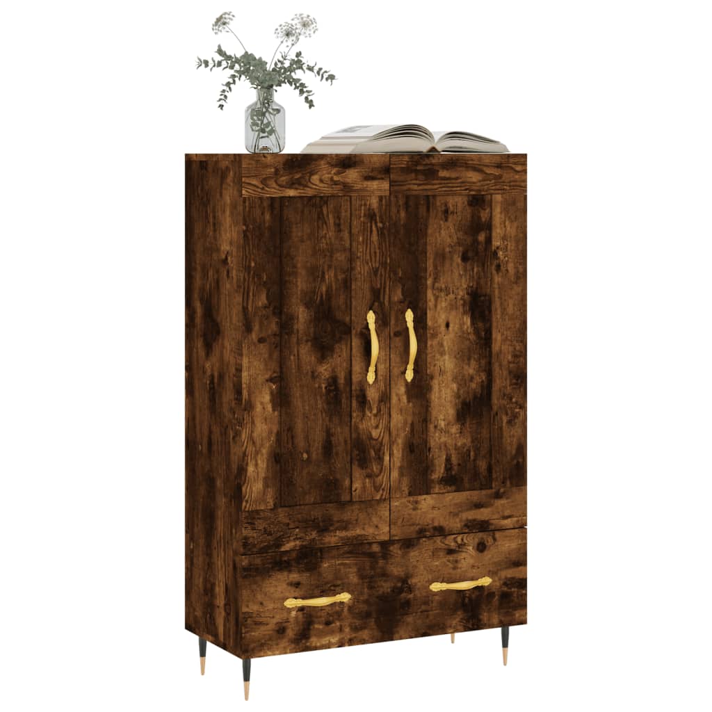 Hoge kast 69,5x31x115 cm bewerkt hout gerookt eikenkleurig is nu te koop bij PeponiXL, paradijselijk wonen!