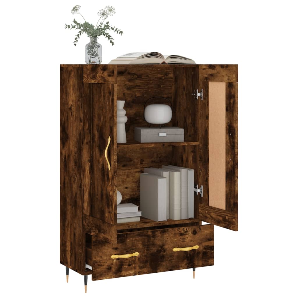 Hoge kast 69,5x31x115 cm bewerkt hout gerookt eikenkleurig is nu te koop bij PeponiXL, paradijselijk wonen!