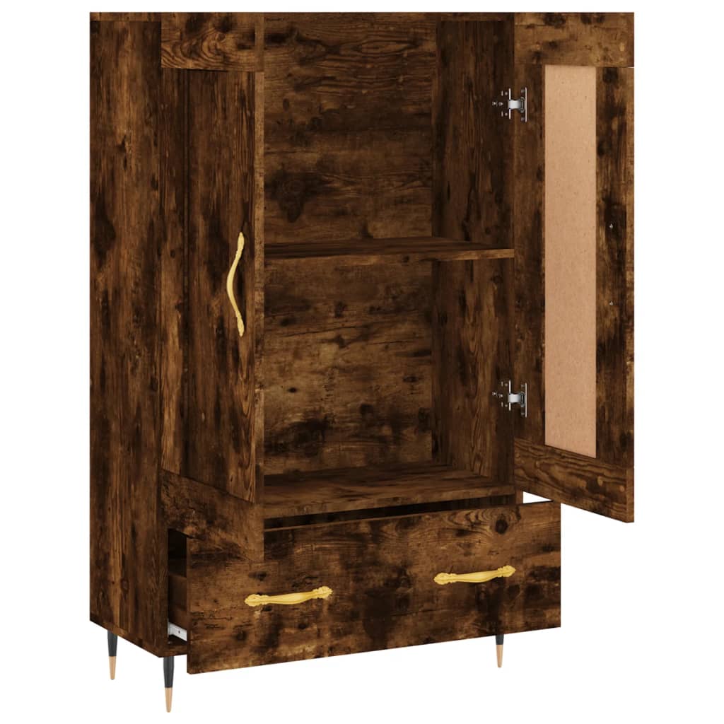 Hoge kast 69,5x31x115 cm bewerkt hout gerookt eikenkleurig is nu te koop bij PeponiXL, paradijselijk wonen!