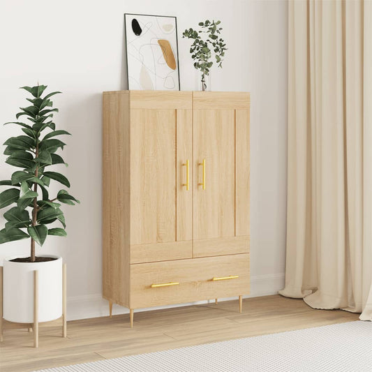 Hoge kast 69,5x31x115 cm bewerkt hout sonoma eikenkleurig is nu te koop bij PeponiXL, paradijselijk wonen!
