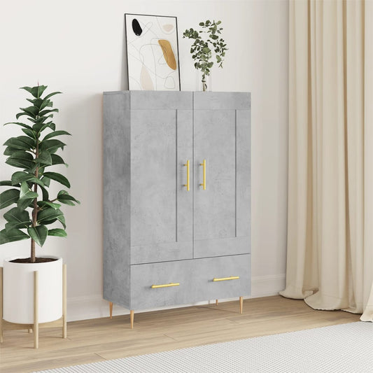Hoge kast 69,5x31x115 cm bewerkt hout betongrijs is nu te koop bij PeponiXL, paradijselijk wonen!
