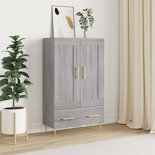 Hoge kast 69,5x31x115 cm bewerkt hout grijs sonoma eikenkleurig is nu te koop bij PeponiXL, paradijselijk wonen!