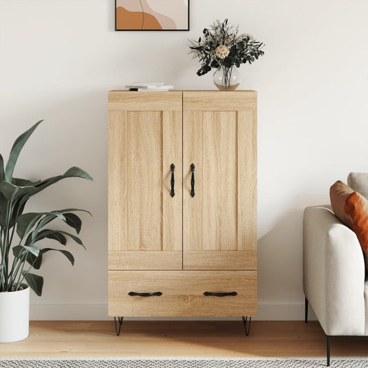 Hoge kast 69,5x31x115 cm bewerkt hout sonoma eikenkleurig is nu te koop bij PeponiXL, paradijselijk wonen!