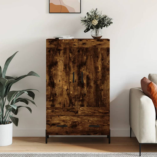 Hoge kast 69,5x31x115 cm bewerkt hout gerookt eikenkleurig is nu te koop bij PeponiXL, paradijselijk wonen!